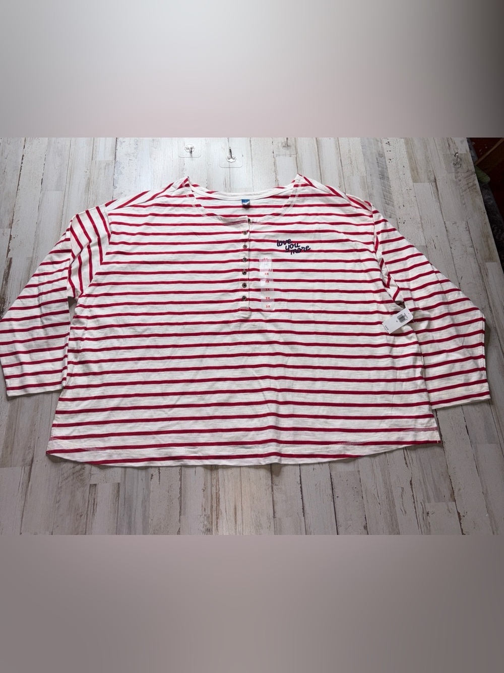 Old Navy White and Red Striped Top Size 3X